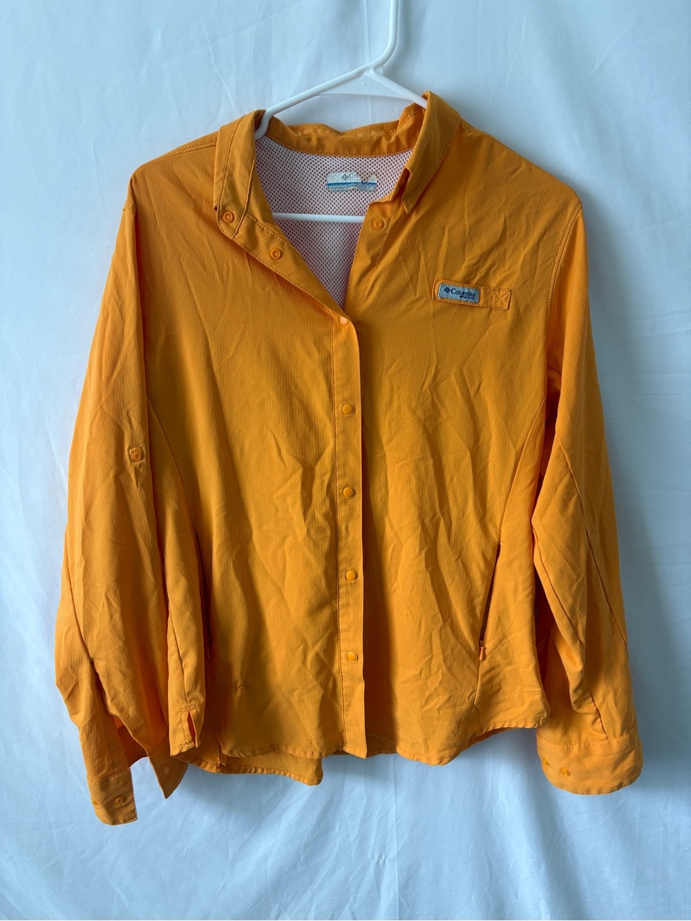 Columbia PFG Women’s Orange Fishing Snap-Front Long Sleeve Shirt